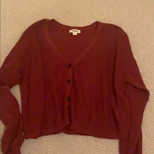 burnt orange button up top